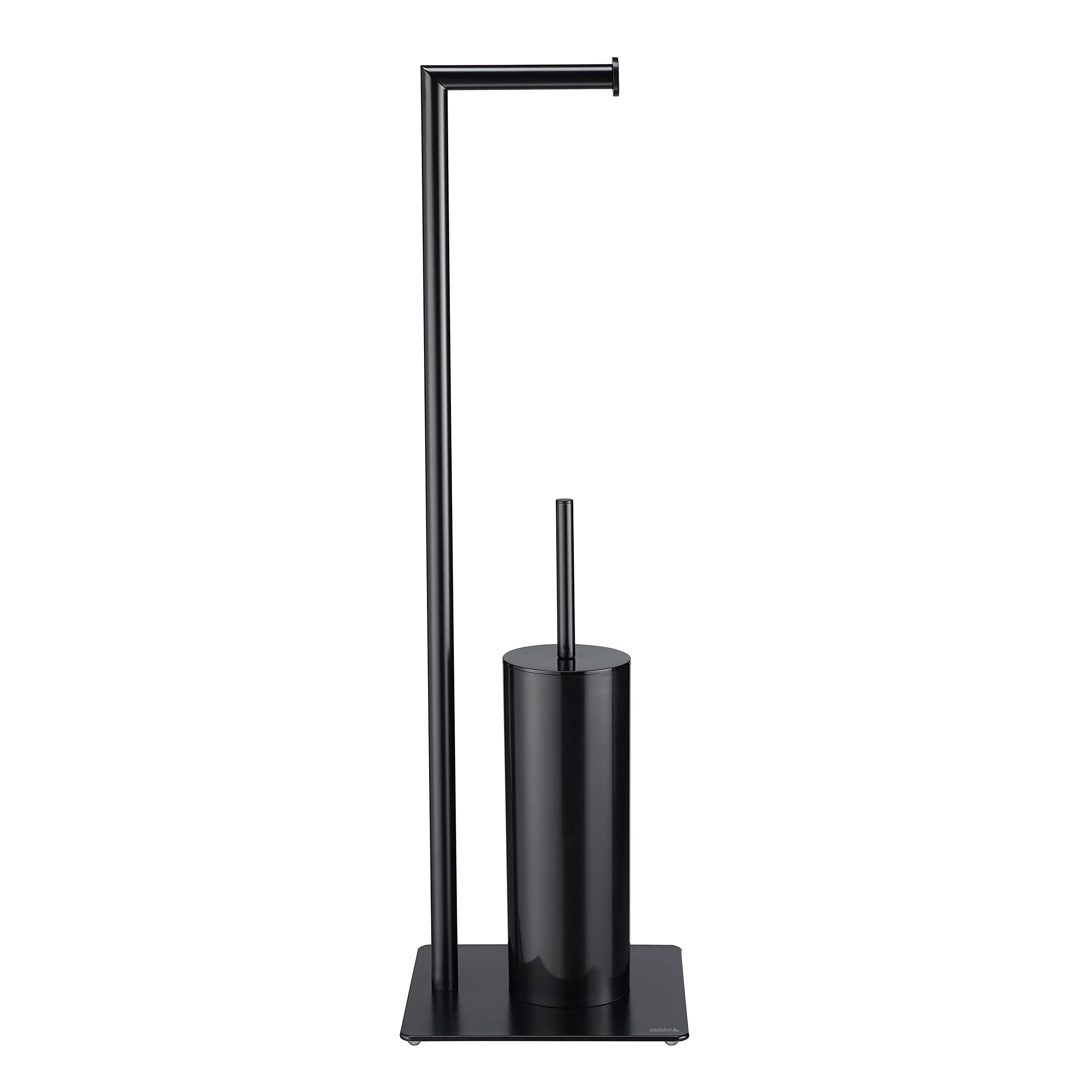 Sealskin Tube Stand WC-Garnitur mit Toilettenpapierhalter und Toilettenbürste, Toilettenbutler freistehend , WC-Butler aus Metall, Farbe: Schwarz