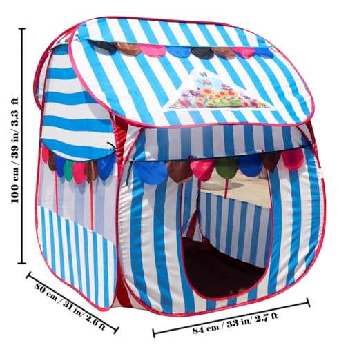 Image of Homecute Foldable Pop Up Hut Type Kids Toys Play Tent House for Boys and Girls (Medium Size Sky Blue-White)