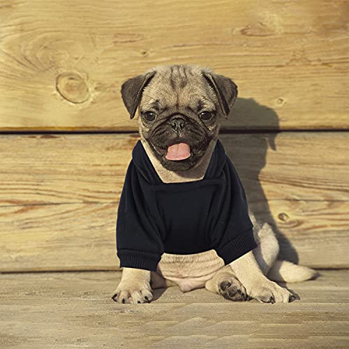 Dog Sweatshirt Hoodie 2 Pack Pet Puppy Sweaters For Small Dogs Girl Boy Chihuahua Doggie Clothes Outfit Apparel Cats Clothing Coats (Black+Blue, Small) #TOP4