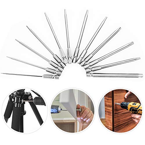 SIMNIAM 12 Piece Torx Screwdriver Bit Set, 1/4" S2 Steel Magnetic Security Tamper Proof Star Screw driverTools Bit kit, 3.94" Long T5-T40 Muti-Size, Perfect for Power Drills and Impact Drivers
