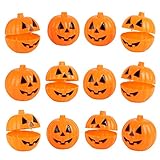 KESOTE Plastic Pumpkins for Candy Small Treats, Fillable Orange Halloween Pumpkin Eggs Candy Holder Containers for Halloween Egg Hunt Treats - Pack of 12