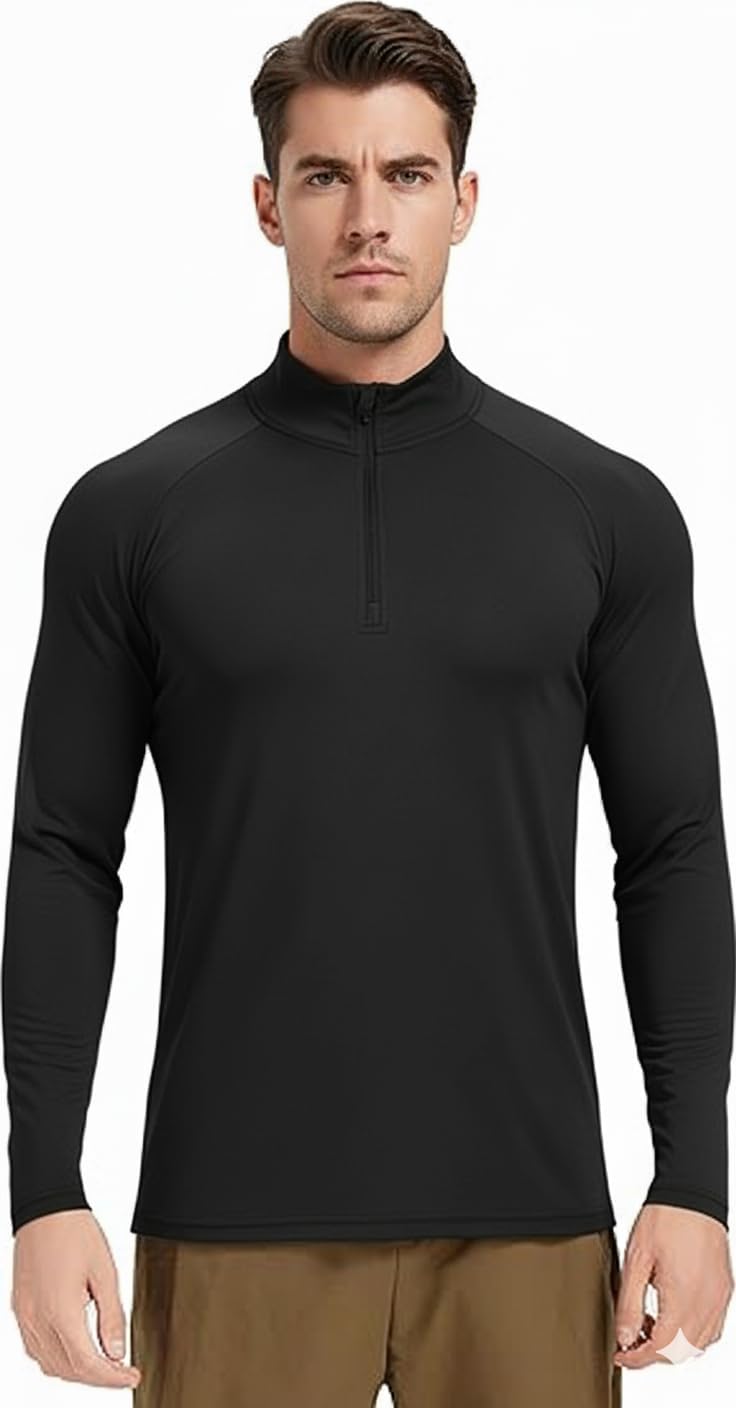 3Pack Men’s Quarter Zip Pullover Athletic Shirts Long Sleeve Sweatshirts Quick Dry Shirts Tops for Running Workout Golf Gym - Image 2