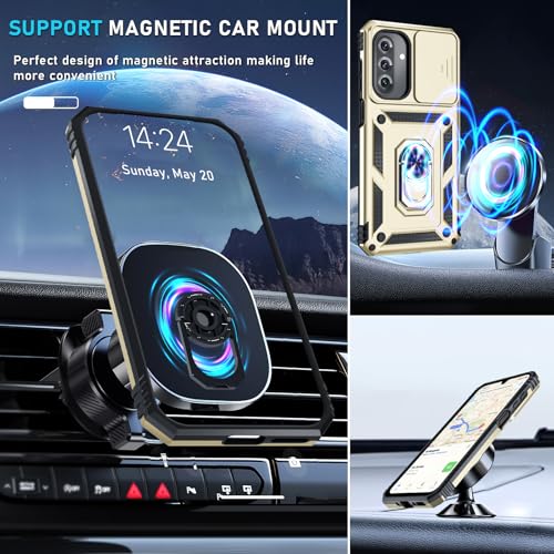 Janmitta Compatible with Samsung Galaxy A17 5G Case Built in Slide Camera Lens Cover+Screen Protector+Finger Ring Holder Kickstand,Heavy Duty Shockproof Full Body Phone Cover,Gold by Janmitta - Used condition - Image 8