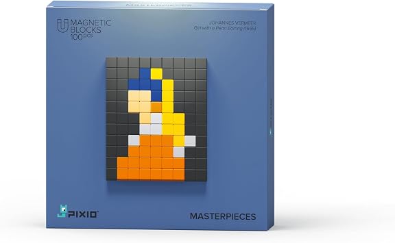 PIXIO Magnetic Blocks Building Toy in The Pixel Art Style with Free App - 5/16" Plastic Cubes with Magnets Inside - Open Ended Creativity Toy for Ages 6+ Johannes Vermeer