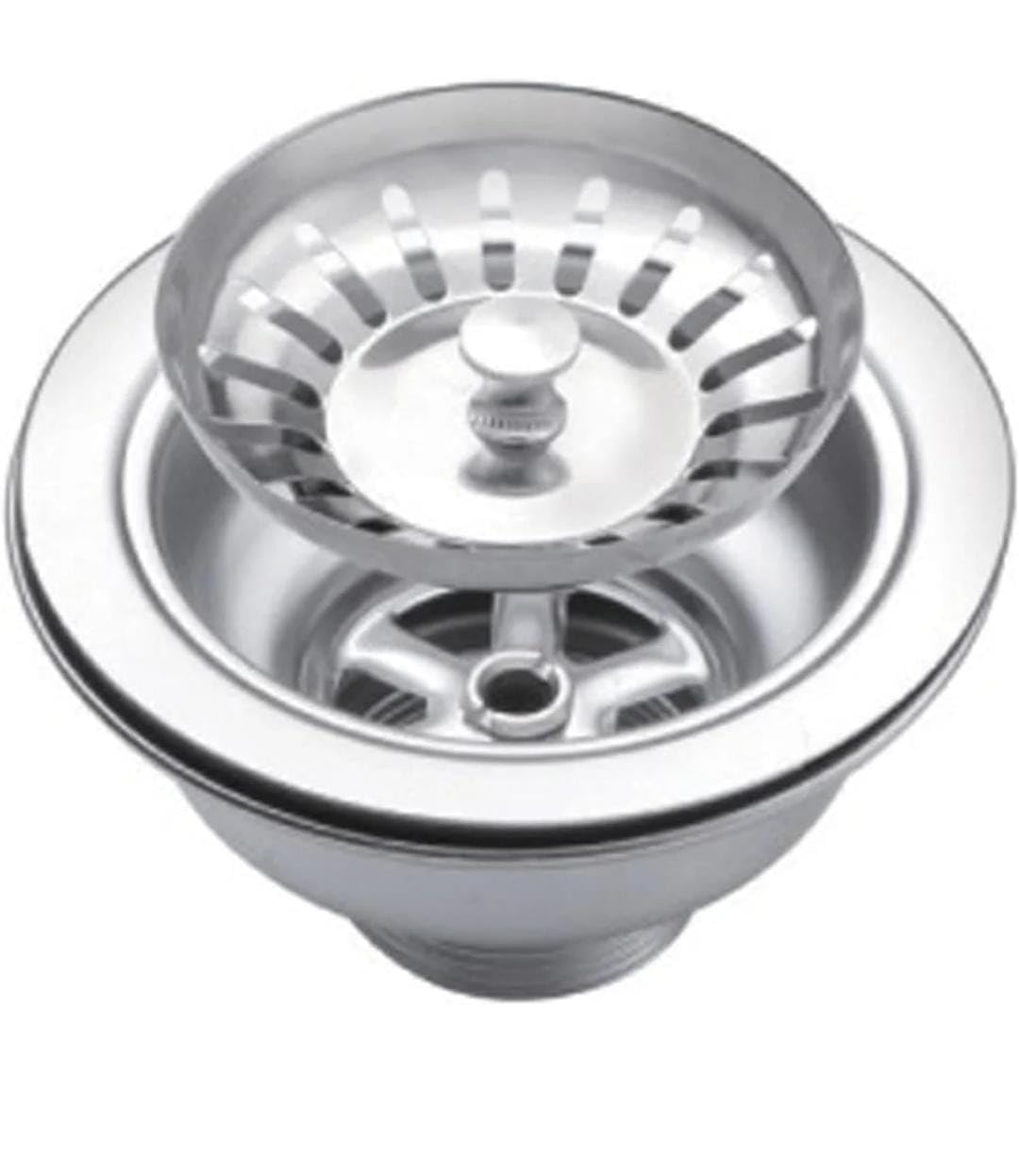 heavy duty stainless steel sink drain waste assembly with removable anti-clog strainer basket and universal kitchen sink fitment (11cmx11cm) 4.5 inch (round gray)