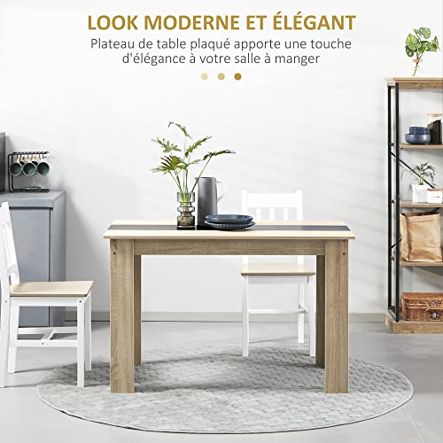 Table à manger rectangulaire 6 pers. chêne/noir HOMCOM
