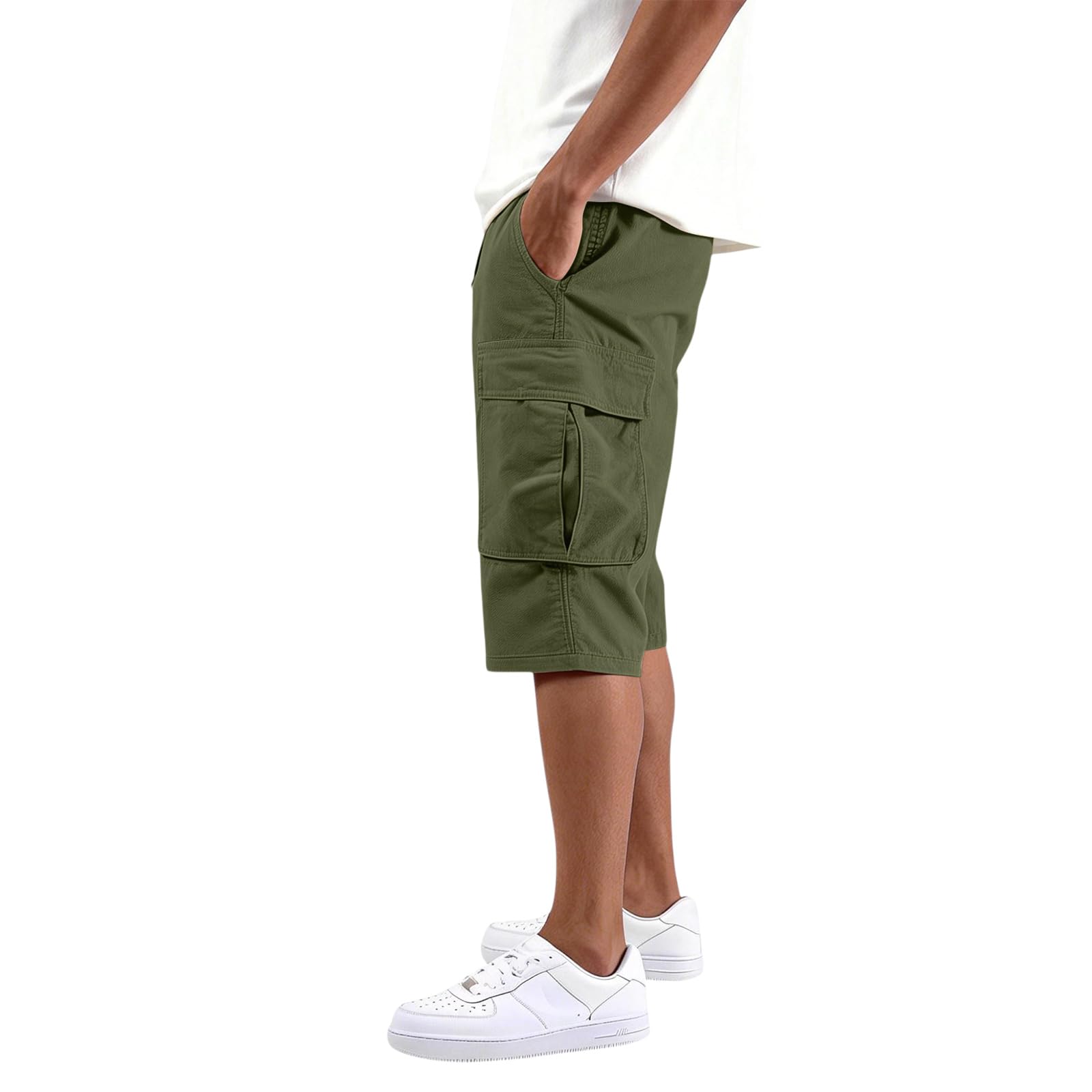 MOKBAY Cargo Short Homme Sport Elastique Militaire Pantacourt Ete Leger Court Shorts Poche Randonnée Chantier Travail Bermudas Bermuda - 4