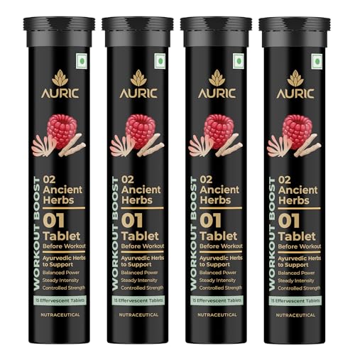 Image of Auric Workout Boost Effervescent 60 Tablets - Training Support Drink Tabs. - Raspberry Flavor | Stoke 365