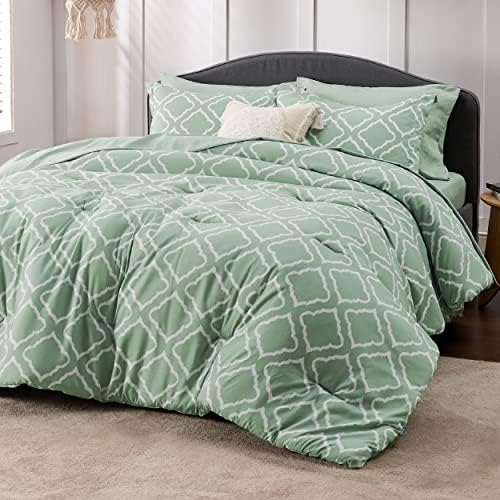 Bedsure Sage Green Comforter Set Queen - Bed in a Bag Queen 7 Pieces, Lightweight Warm Bedding Sets for All Season with Comforters, Sheets, Pillowcases & Shams