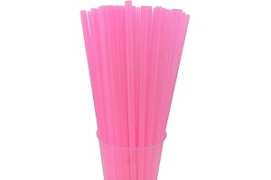 Pack of 200 Disposable 10.2" Pink Plastic Straws for Birthday, Wedding, Cocktail Party Decorations