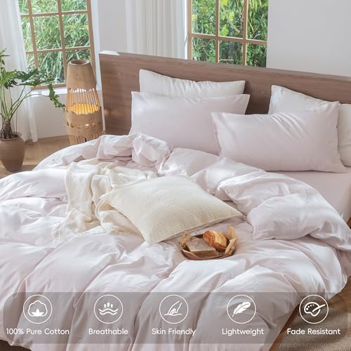 Image of MooMee Striped Duvet Cover Set 100% Washed Cotton Linen Like Cal King | Relaxed Linen-like Texture. Soft, Breathable & Long-lasting Comfort. Lightweight. Hidden Zipper with 8 Interior Corner Ties