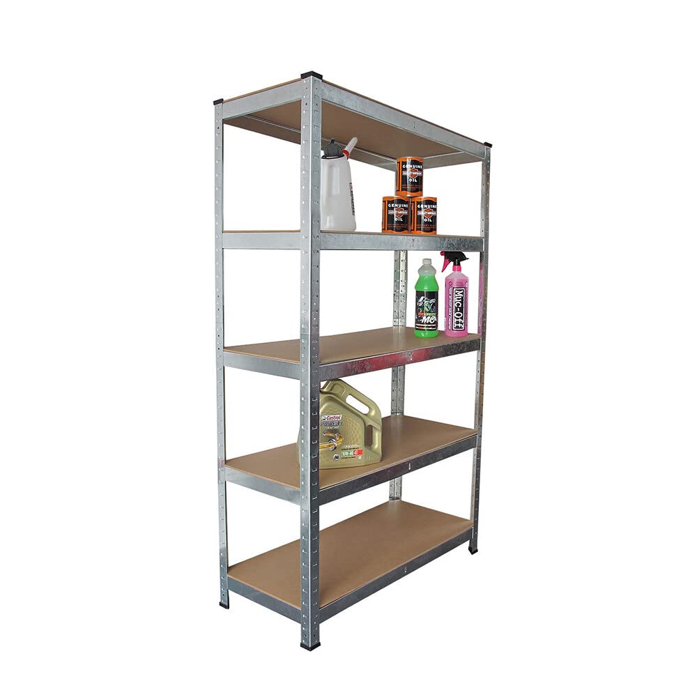 Panana Warehouse 5 Tier Racking Shelf Heavy Duty Steel Garage Shelving Unit Garden Shed Shelving (Black, 150x70x30cm)