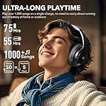 1Mii Y8 Hybrid Active Noise Cancelling Headphones, Hi-Res LDAC Wireless Audio, 75H Ultra-Long Playtime, Comfort Fit & Foldable Over Ear Bluetooth Headphones for Travel, Home, Office -Black - Image 5