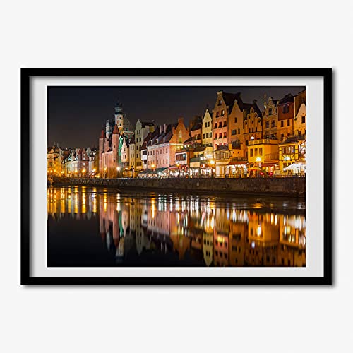 Cadre en bois moderne Tulup avec affiche de Gdańsk 70x50 cm