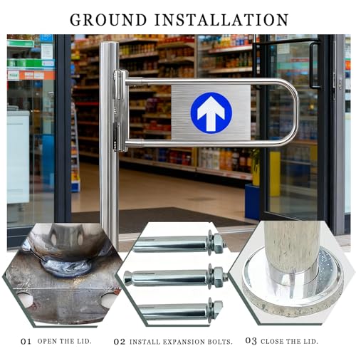 Cancello automatico a doppia battente a 180° in acciaio inox uso industriale apertura manuale sicura porta d'ingresso con montaggio a palo 100 cm x 100 cm resistente e affidabile controllo degli