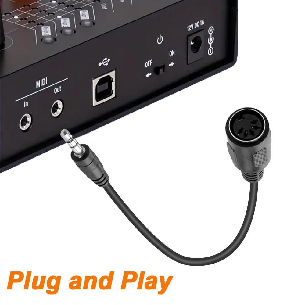MIDI to 3.5mm Adapter Cable, 5Pin MIDI Female to 3.5mm TRS Stereo Male Audio Cable Cord per Amplifiers, HI-FI Sound Systems (3 Pack)