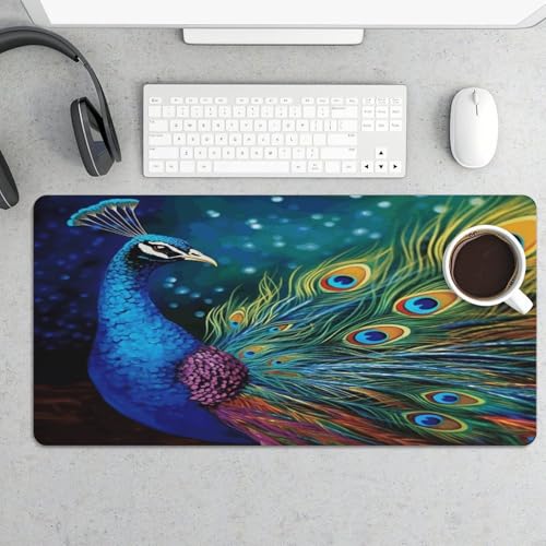 Colored Peacock Desk Pad con base de goma grande 30x60 cm miniatura 5