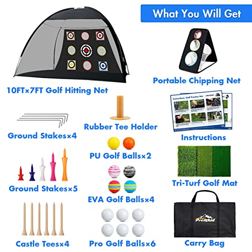 image for Premkid Golf Net,10x7ft Golf Hitting Training Aids Nets for Backyard D