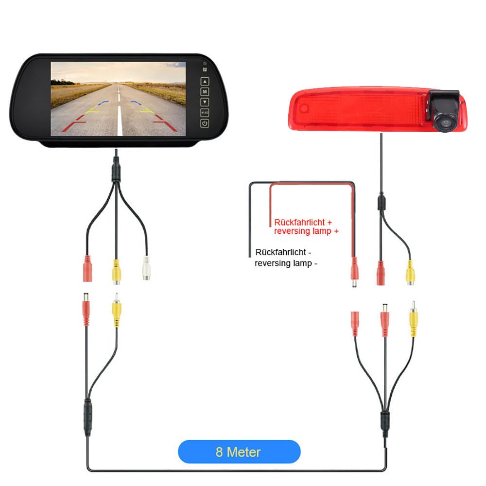 7-calowy wyświetlacz lusterka wstecznego LCD TFT ekran wspomagający parkowanie + światło hamowania HD kamera cofania do Renault Dacia Dokker Logan MCV Express furgon 62180802 89037432 8200690117