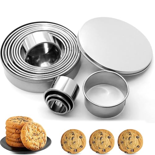 SkyJoy®cookie cutter。11 Stück runder Keksausstechring Set, Edelstahl runder Keksausstecher, 2.3cm-9.2cm Keksform, Lebensmittelring Keksausstecher rund mit Aufbewahrungsbox