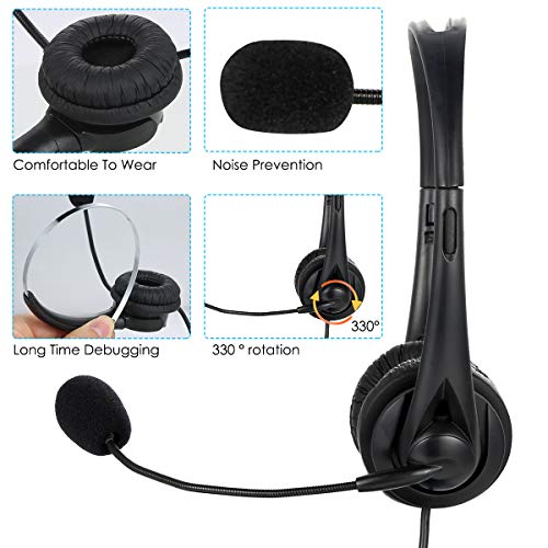 DERCLIVE Cuffia Auricolare con Filo USB Cuffia Auricolare con Microfono per Nascondere Il Rumore Migliore per Telefono con Filo Desktop Portatile