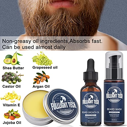 Beard Growth Kit,Beard Grooming Kit,Beard Kit W/Beard Roller,Beard Growth Oil,Beard Wash, Beard Balm,Comb,Brush,Shaving Scissors,Bag,E-Book,Stocking Stuffers Birthday Gifts For Fathers Dad Men Him #TOP2