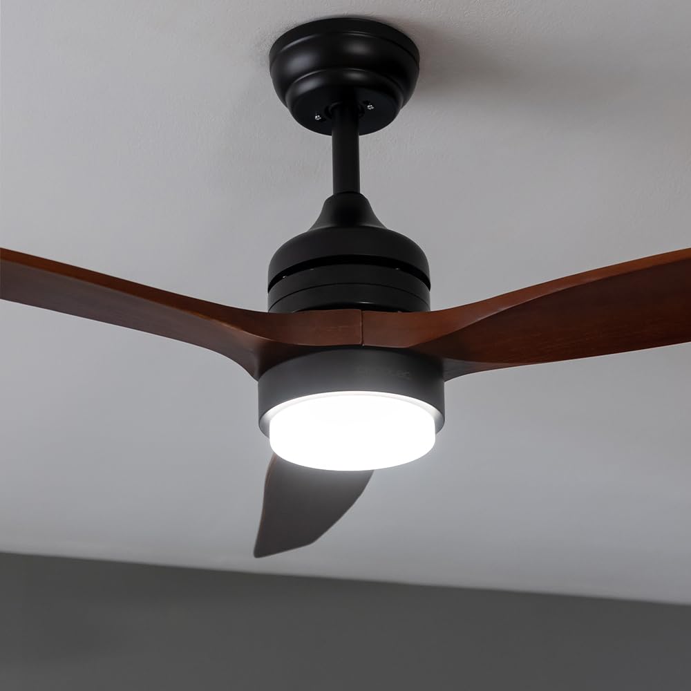 Cecotec Ventilatore da Soffitto con Luce EnergySilence Aero 5275 DarkWood. 40 W, Diametro 132 cm, Lampada a LED, Telecomando, Timer Fino a 8 Ore, 6 Velocità, Estate/Inverno, Altezza Regolabile