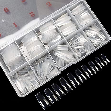 500PCS Clear False Nails Tips, Half Cover Lady French Style Acrylic Artificial Tip