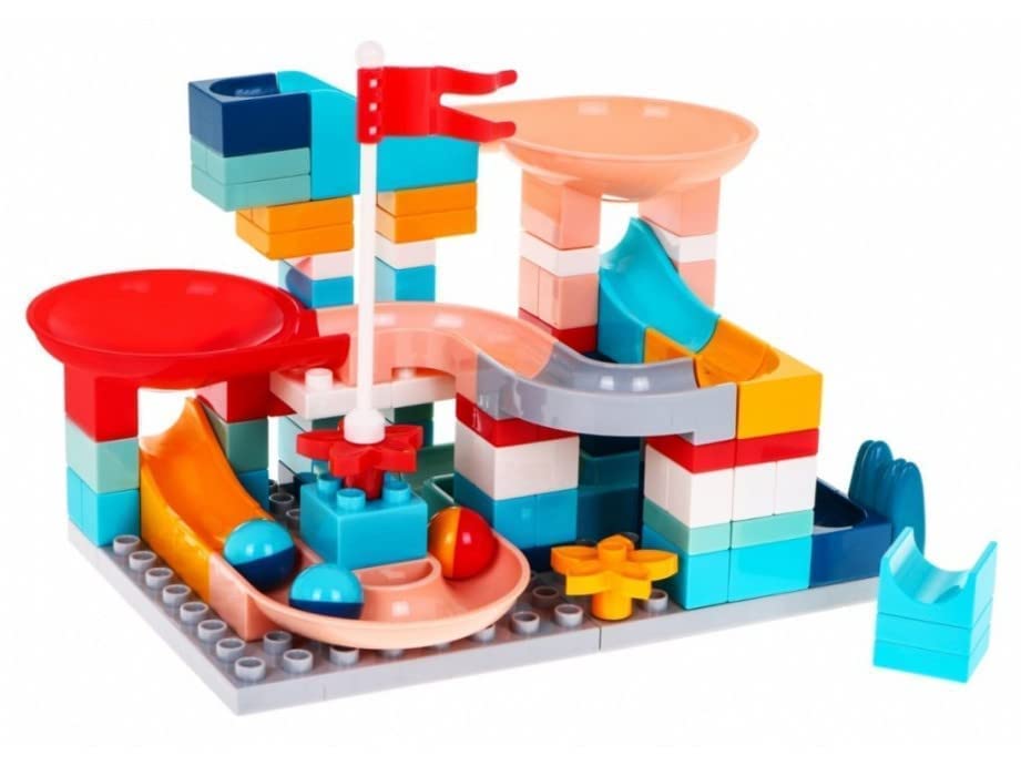 Wiggly Toys Building Blocks Marble Run Slide Mini Size Set Small Block Gift for Kids Compatible Park Race Track Tiles Toy Child Kids Boys Slide Girls (Multi Color)-image-2