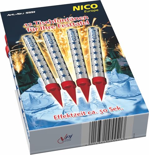 BF Souvenirs 12er-Set Zaubersterne Nico Zimmerfontänen Ice-Fontänene Tischfeuerwerk Tortenfontäne Eissterne Partyfontäne Kuchen Deko - 50 sek. Brenndauer