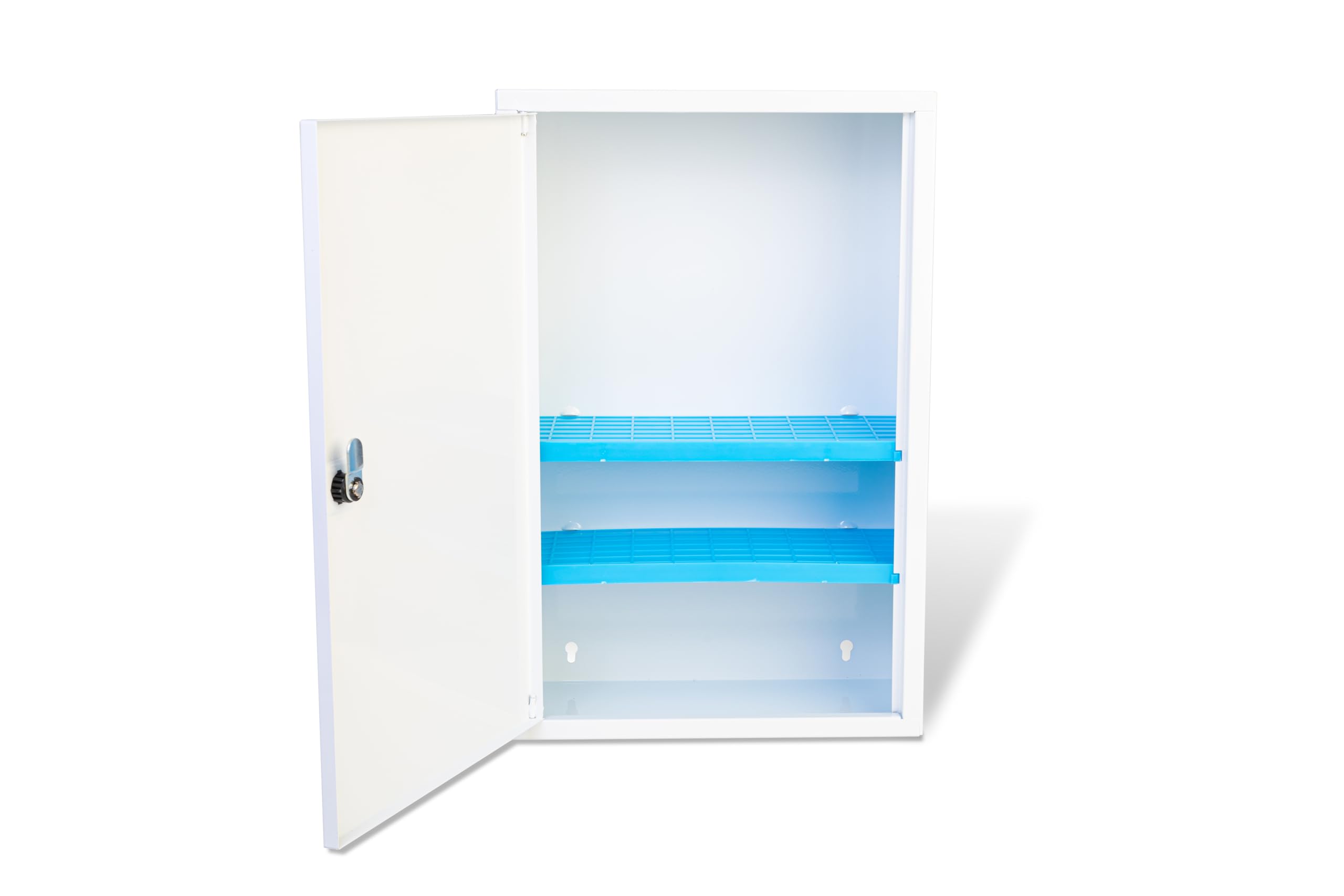 p age Armadietto di Pronto Soccorso in metallo bianco, 3 vani, 2 ripiani interni, serratura con chiave ALL. 1 DA 3 LAVORATORI 460x300x140 mm