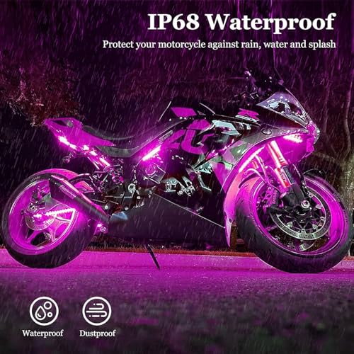 Image of Motorcycle LED Underglow Kit, icicar 20Pcs APP /RF Control Multicolor Motorcycle LED Light Kit with Brake Turn Signal, IP68 Waterproof & Music Sync Ambient Light for Motorcycles