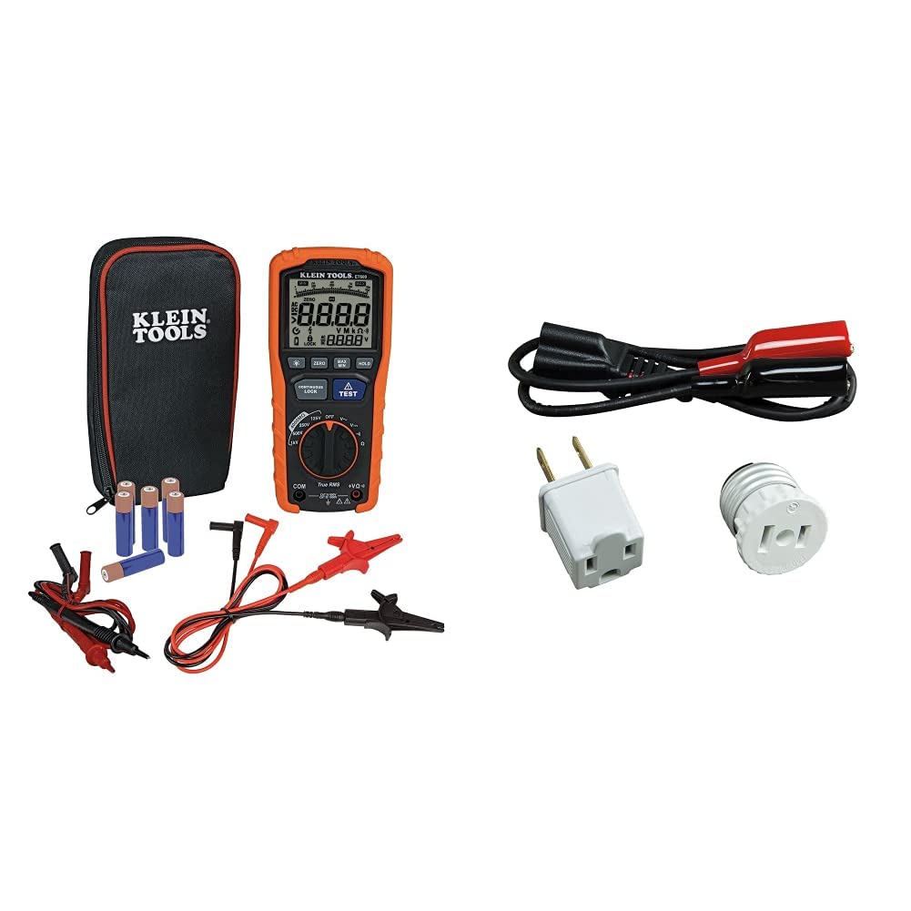 Klein Tools ET600 Multimeter, Megohmmeter Insulation Tester, 4000 Ohms Resistance, 125V/250V/500V/1000V & 69411 Circuit Breaker Finder Accessory Kit, Circuit Breaker Leads, Circuit Breaker Adapters