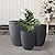 Kante 18.1",20.5",22.4" H Tall Round Concrete Planters Set of 3, Outdoor Indoor Modern Decorative Plant Pots with Drainage Hole & Rubber Plug for Home & Garden Charcoal