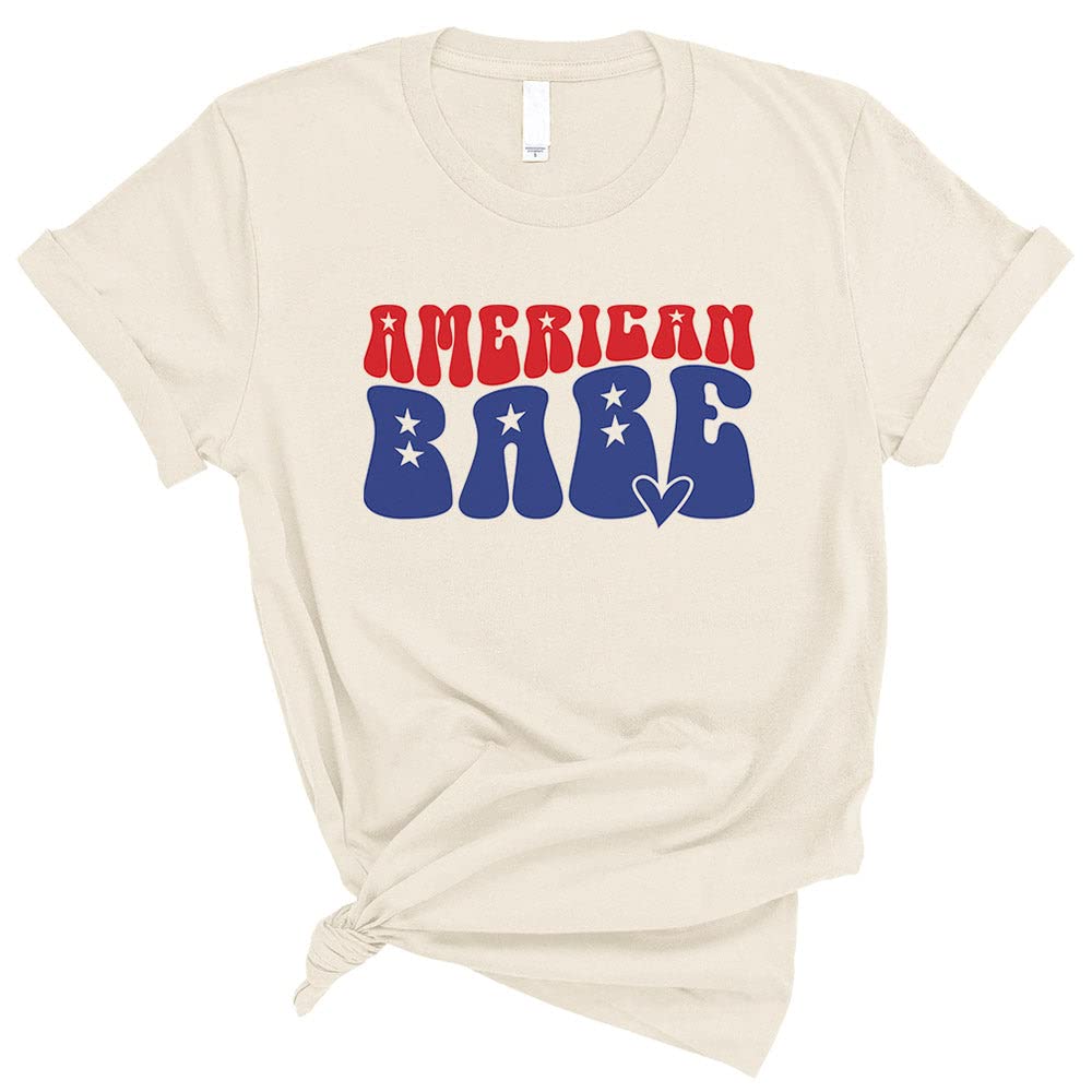 TeesAndTankYou Retro American Babe Shirt Unisex 2X-Large Natural