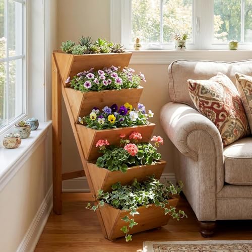 Giantex 5-Tier Solid Wood Outdoor Planter Box - image 5