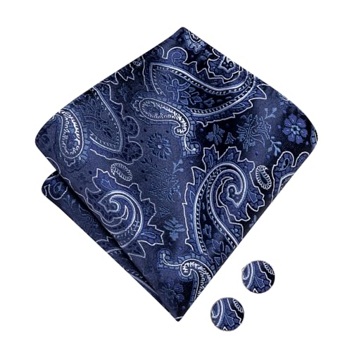 Image of Hi-Tie Bow Ties for Men Pre-Tied Pocket Square with Cufflinks Mens Bowtie Sets for Wedding Formal Party