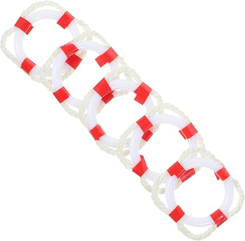 VOSAREA Mini barco de la vida decoración 5 piezas de salvavidas colgante de pared anillo de natación boya decoración náutica decoración estilo