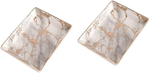 PACKOVE 2pcs Bandejas Decorativas Ceramic Ring Tray Ceramic Jewelry Tray Ceramic Tray Ceramic Jewelry Dish Ceramic Earring Tray Decorative Trays