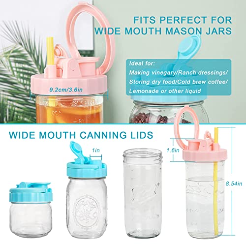 4 Pack Wide Mouth Mason Jar Lids, Flip Cap Drinking Top Lids With Straw Hole, Airtight Seal Leak-Proof (Canning Jars Not Included) #TOP4