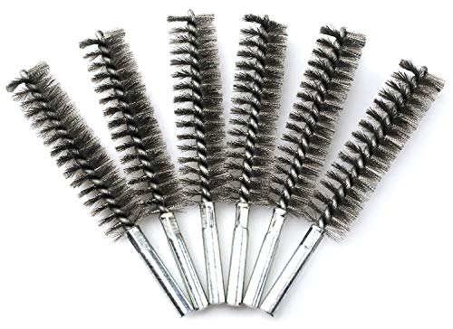 Ctsyuqoo 6pcs Pipe Cleaning Brush Set Stainless Steel Bristles, Stainless Steel Pipe Brush for Auto Parts,Bottles, Guns, Tubes, Etc.(9/10