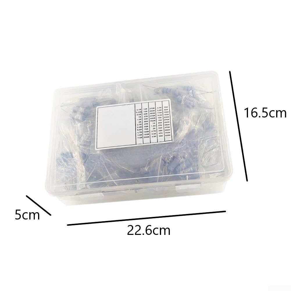 Juego de resistencias de 5 W (300 unidades, 0,1R-820 K) | 300 piezas, 60 valores de 0. para 1r a 820 K, ideal para varios circuitos, alta capacidad de carga