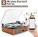 Vinyl Record Player Bluetooth Vintage 3-Speed Portable Turntables with Built-in Speakers, Belt-Driven LP Player Support USB Input AUX-in RCA Line Out