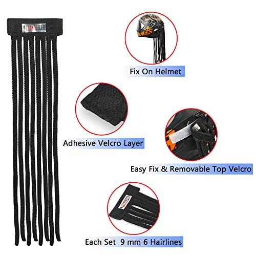 Image of Grandbiker Polyester Universal Design Predator Dreadlocks /Add-On Hair Attachment for Rider Helmet, Black and Neon 6 mm predator with 24 hair length ( Helmet not incluted)