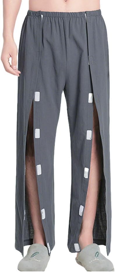 Easy to Wear/Take Off Recovery Pyjamas for Elderly Laid and Fracture Brace Removal, Soft and Comfortable for Post-Operative Care, Male 2, XXL