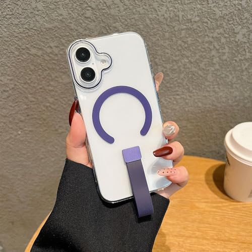 Coque iPhone 13 anti-chute transparente violette compatible charge magnétique