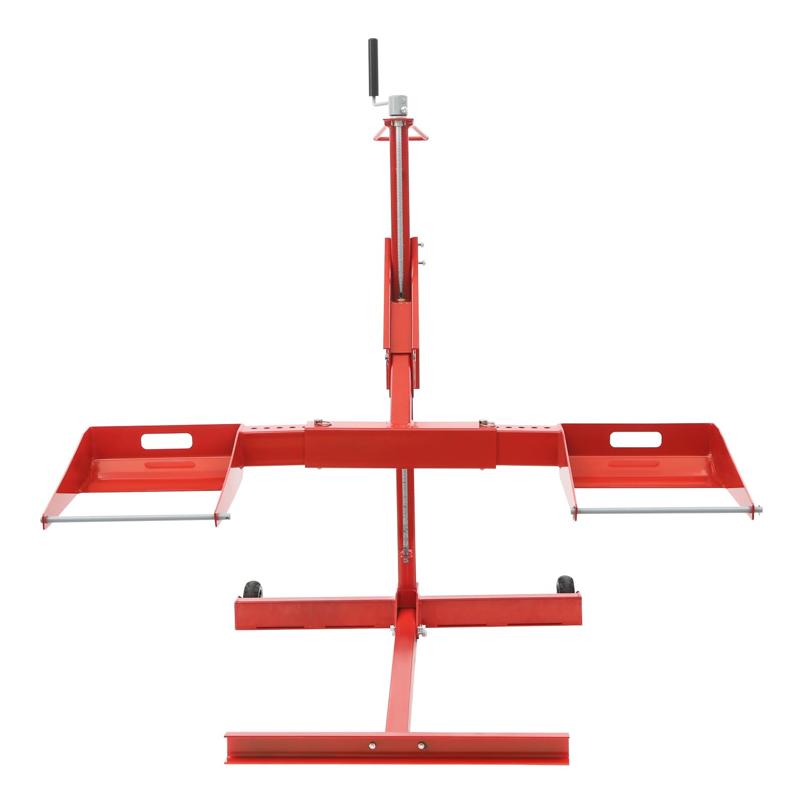 Elevador de cortacésped ajustable, herramienta de elevación de cortacésped con base resistente y 2 ruedas, elevador de cortacésped de acero al carbono independiente para levantar y reparar tractores
