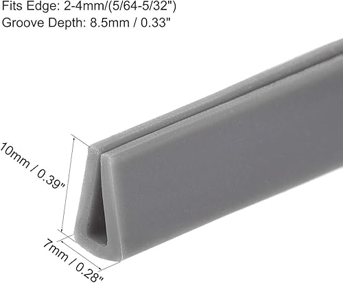 Miniatura 5 de uxcell Extrusión de sello en U de borde de molde, hoja protectora de borde de canal en U gris de silicona para borde de 0.020-0.098 in de longitud