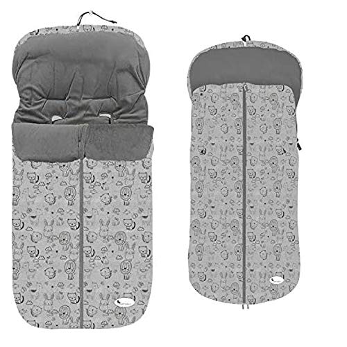Saco Silla Paseo Universal Polar color gris (Animalitos gris)