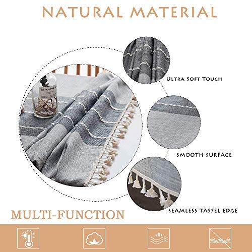 Deep Dream Tablecloth, Embroidered Table Cloth Cotton Linen Wrinkle Free Anti-Fading Tablecloths Washable Dust-Proof Table Cover For Kitchen Dinning Party Christmas, 55 X 102 Inch - New Gray #TOP2